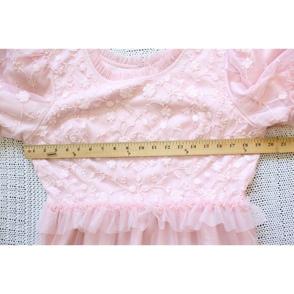 JessaKae Harper Pink Ruffled Midi Dress XL Tulle tiered Ballerina Cocktail Party - Picture 2 of 7